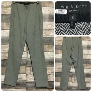Rag Bone Herringbone Pants Gray Black Stretch